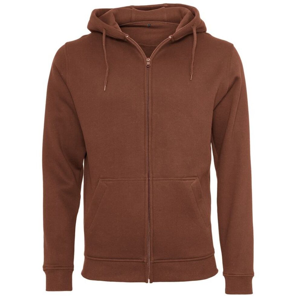 Build Your Brand Mens Heavy Zip Up Hoodie / Bark